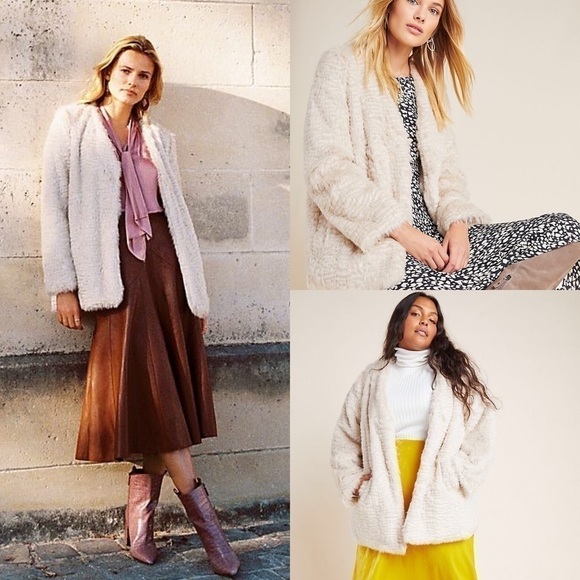 ANTHROPOLOGIE Plus Faux Fur Teddy Coat Noel 1X - Picture 1 of 8